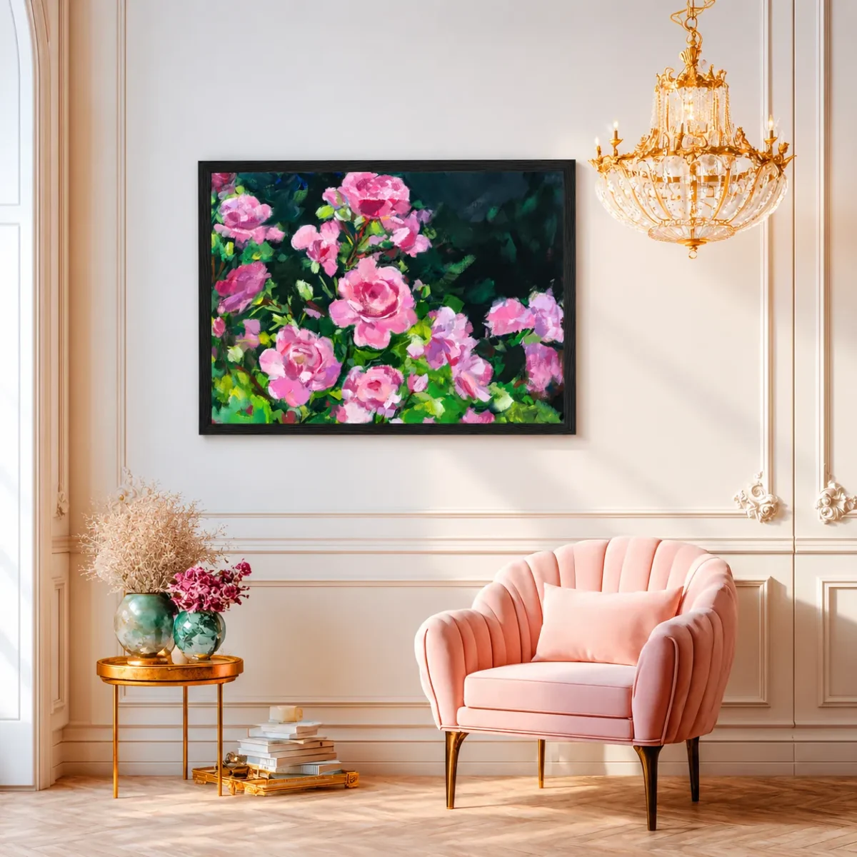 106 (2) Roselight Sonata – Pink Rose Garden Wall Art, Elegant Framed Floral Print