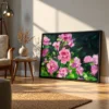 Roselight Sonata – Pink Rose Garden Wall Art, Elegant Framed Canvas Decor