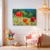 Poppyfield Verdure Canvas Wall Art – Expressive Floral Landscape for Modern Interiors
