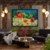 Poppyfield Verdure Framed Art Print – Expressive Floral Meadow Landscape Decor
