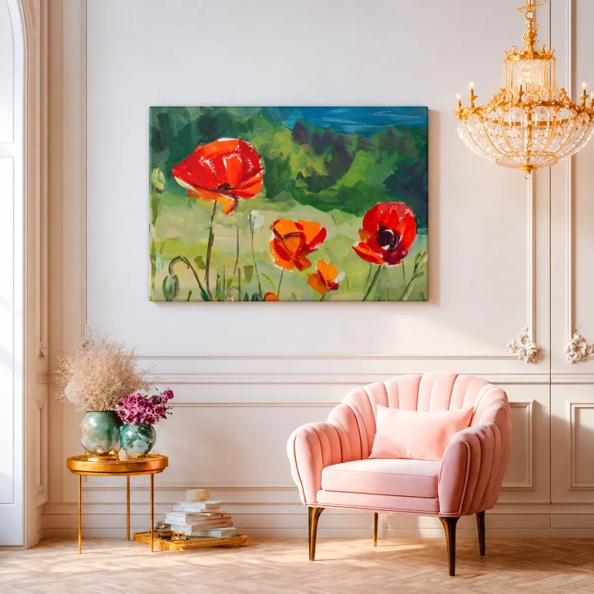Poppyfield Verdure Canvas Wall Art – Expressive Floral Landscape for Modern Interiors