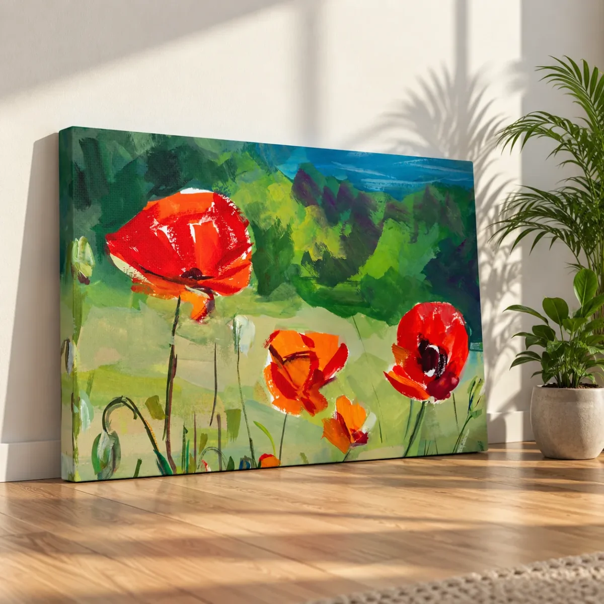 Poppyfield Verdure Canvas Wall Art – Expressive Floral Landscape for Modern Interiors