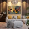 Obsidian Resonance — Oxblood Gold Abstract Wall Art Canvas for Modern Interiors