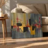 Obsidian Resonance — Oxblood Gold Abstract Wall Art Canvas for Modern Interiors