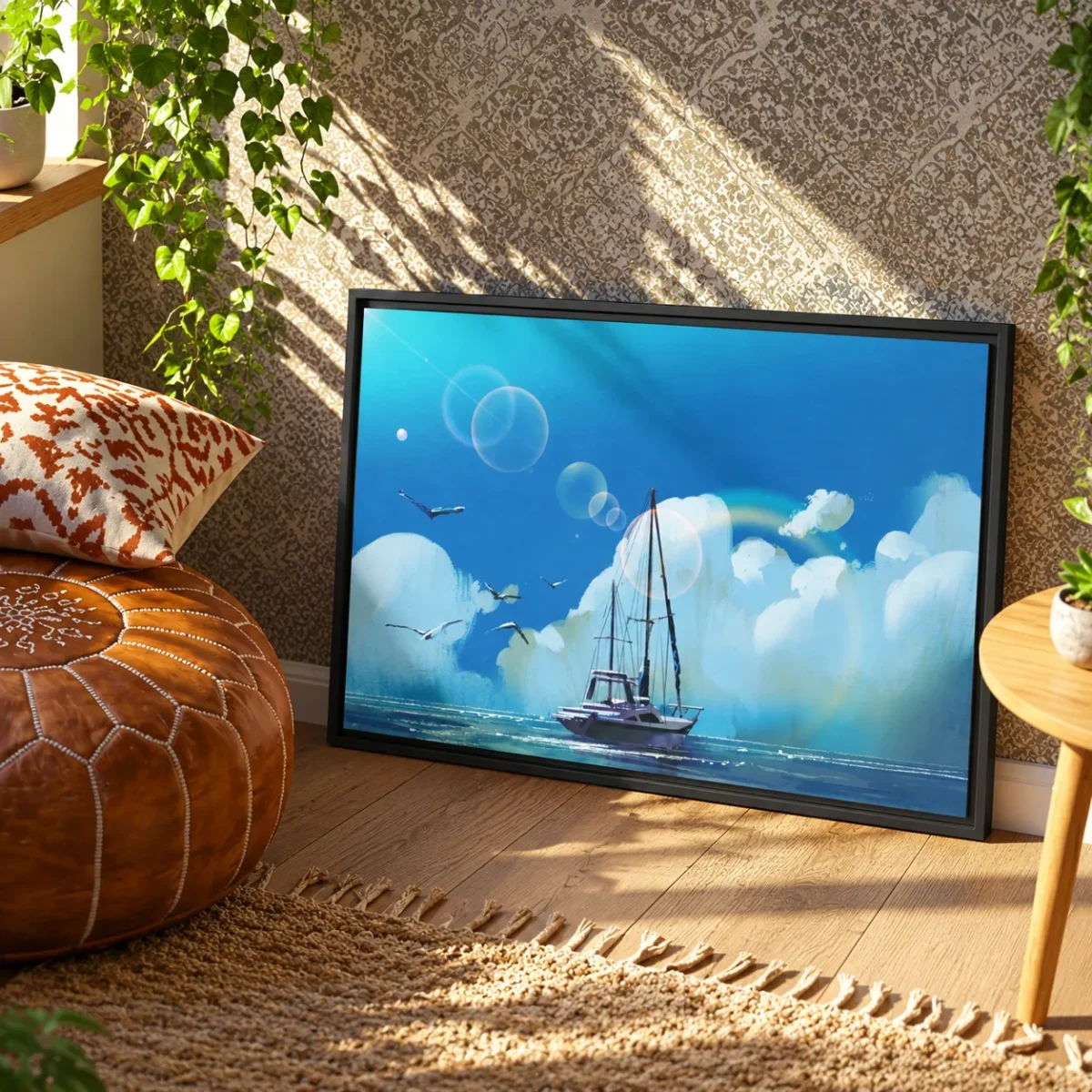 Tideborne Passage – Sailing Boat Seascape Wall Art, Elegant Framed Canvas Decor