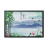 Jade Mist Sanctuary – Bamboo Mountain Framed Canvas, Asian Landscape Wall Art