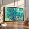 110 (2) Cerulean Thicket – Teal Abstract Framed Art Print, Textured Modern Wall Decor