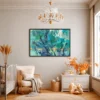 Cerulean Thicket – Teal Abstract Framed Canvas Wall Art, Modern Textured Decor