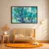 110 (3) Cerulean Thicket – Teal Abstract Framed Art Print, Textured Modern Wall Decor