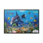 Azurefin Reef — Dolphin Ocean Wall Art, Tropical Marine Framed Canvas