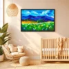 Sapphire Mountain Meadow Wall Art – Alpine Landscape Framed Print Statement Decor