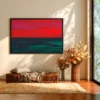Emberveil Red Black Green Abstract Wall Art – Textured Modern Framed Canvas