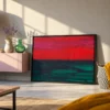Emberveil Red Black Green Abstract Wall Art – Textured Modern Framed Canvas