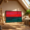 Emberveil Red Black Green Abstract Wall Art – Modern Textured Framed Print