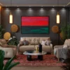 Emberveil Red Black Green Abstract Wall Art – Textured Modern Framed Canvas
