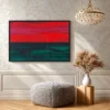 Emberveil Red Black Green Abstract Wall Art – Modern Textured Framed Print