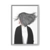 Velvet Gale – Windswept Woman Framed Canvas Wall Art for Modern Interiors