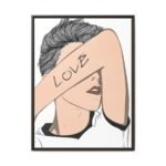Love in Plain Sight Love Line Art Framed Canvas, Modern Figurative Wall Decor