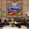 Prismatic Highland Reverie – Vibrant Mountain Landscape Framed Print Wall Artr