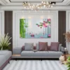 Bamboo Lotus Reverie – Koi Pond Wall Art Canvas, Japanese-Inspired Floral Decor