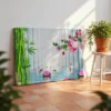 Bamboo Lotus Reverie – Koi Pond Wall Art Canvas, Japanese-Inspired Floral Decor