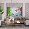 Bamboo Lotus Reverie – Koi Pond Wall Art Framed Print, Serene Japanese Garden Decor