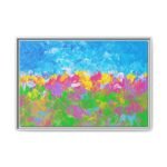 Prismtide Bloomscape – Colorful Abstract Landscape Wall Art Framed Canvas