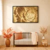 Ochre Avian Reverie – Golden Botanical Wall Art Framed Canvas, Vintage Nature Decor