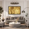 Ochre Avian Reverie – Golden Botanical Framed Art, Vintage Bird Nature Decor