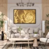 Ochre Avian Reverie – Golden Botanical Wall Art Framed Canvas, Vintage Nature Decor