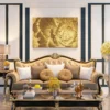 Ochre Avian Reverie – Golden Botanical Wall Art Canvas, Vintage Nature Decor