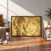 Ochre Avian Reverie – Golden Botanical Framed Art, Vintage Bird Nature Decor