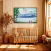 Jade Mist Sanctuary – Bamboo Mountain Framed Canvas, Asian Landscape Wall Art