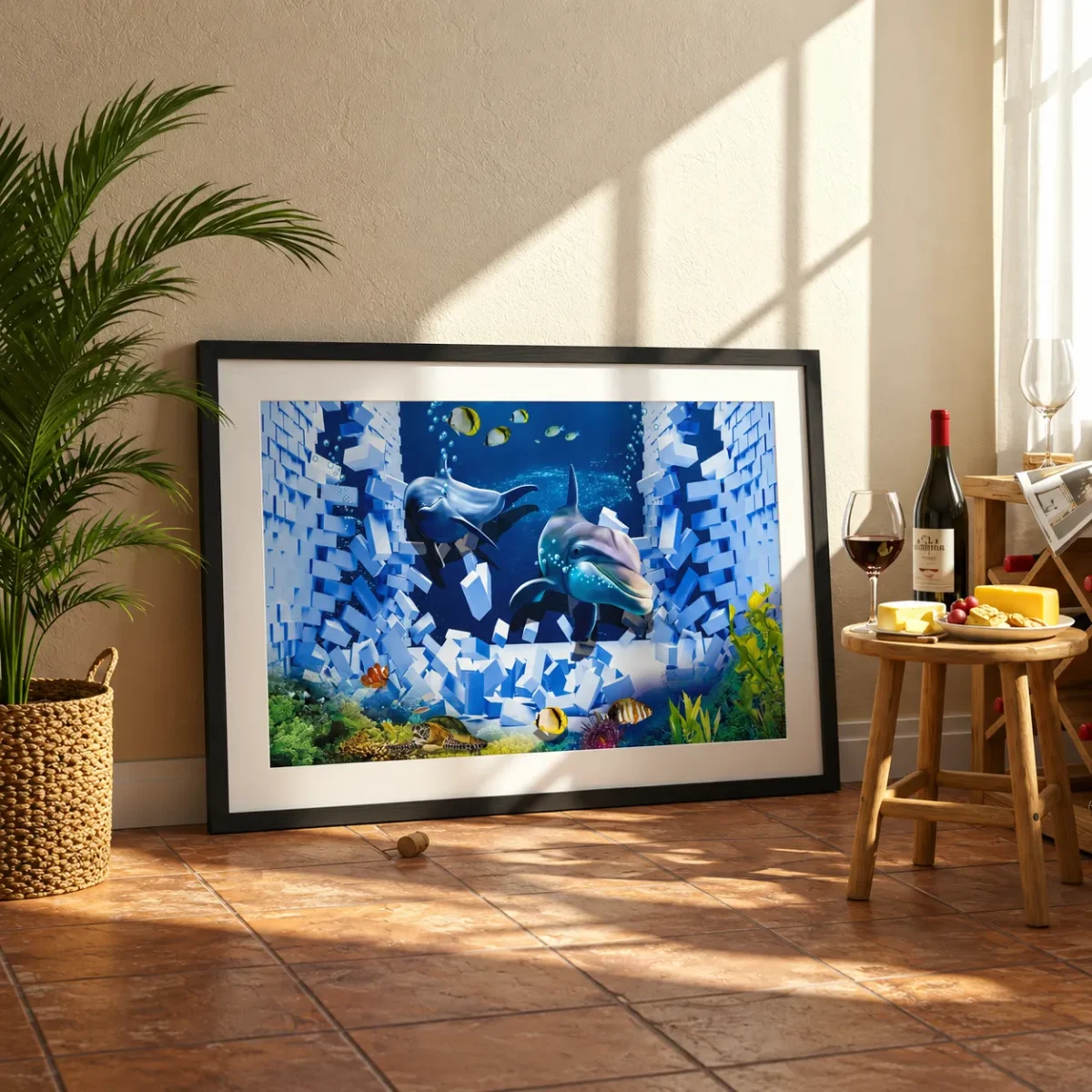 Shatterreef Dolphin Ocean Wall Art – Vivid Marine Framed Prints for Modern Spaces