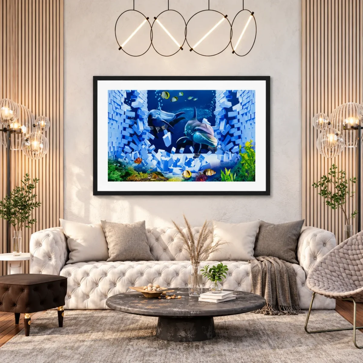 Shatterreef Dolphin Ocean Wall Art – Vivid Marine Framed Prints for Modern Spaces