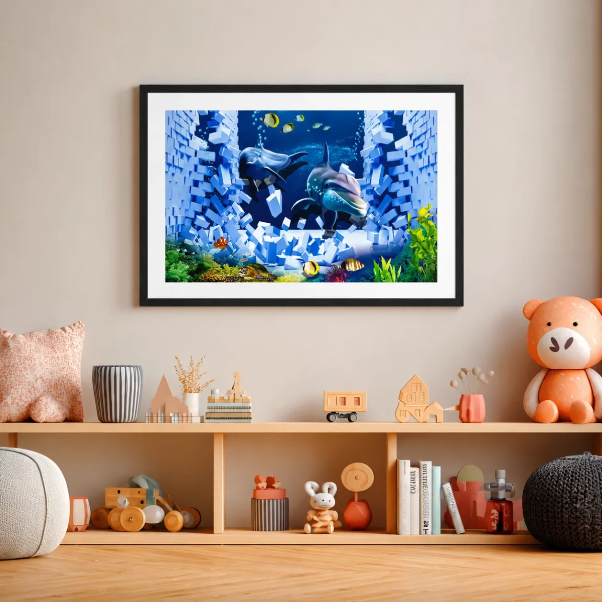 Shatterreef Dolphin Ocean Wall Art – Vivid Marine Framed Prints for Modern Spaces