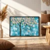 119 (1) Blue Blossom Tree Wall Art – Azure Petal Canopy Framed Canvas Decor