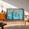 119 (1) Blue Blossom Tree Wall Art – Azure Petal Canopy Framed Prints for Modern Decor