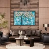 119 (2) Blue Blossom Tree Wall Art – Azure Petal Canopy Framed Canvas Decor