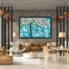 119 (2) Blue Blossom Tree Wall Art – Azure Petal Canopy Framed Prints for Modern Decor
