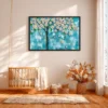 119 (3) Blue Blossom Tree Wall Art – Azure Petal Canopy Framed Prints for Modern Decor