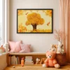 Auspicious Coin Tree Wall Art – Golden Prosperity Framed Canvas