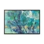 Cerulean Thicket – Teal Abstract Framed Canvas Wall Art, Modern Textured Decor