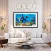 Azurefin Reef — Dolphin Ocean Wall Art, Vibrant Marine Framed Print