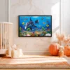 Azurefin Reef — Dolphin Ocean Wall Art, Tropical Marine Framed Canvas