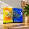 Solar Nocturne Tree Wall Art – Vibrant Day-to-Night Landscape Canvas for Modern Interiors