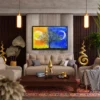 Solar Nocturne Tree Wall Art – Vibrant Day-to-Night Framed Canvas