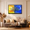 Solar Nocturne Tree Wall Art – Vibrant Day-to-Night Framed Canvas