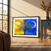 Solar Nocturne Tree Wall Art – Celestial Day-to-Night Framed Print