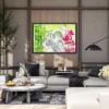 Verdant Ripple Sanctuary Bamboo Koi Garden Wall Art – Elegant Framed Canvas Decor